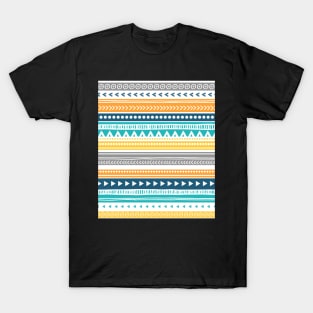 Orange Yellow Blue Tribal Pattern T-Shirt